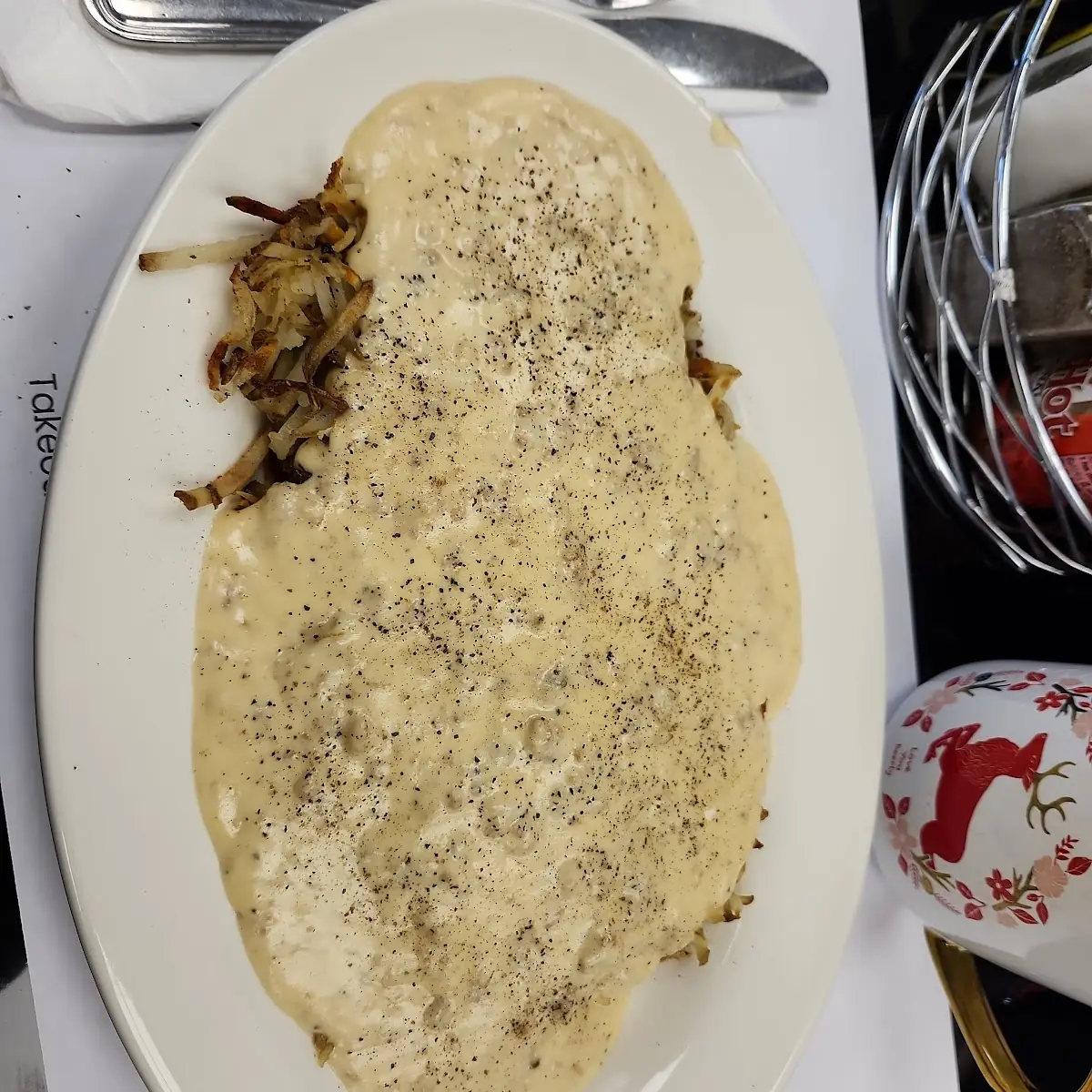 Sausage Gravy over Hash Browns