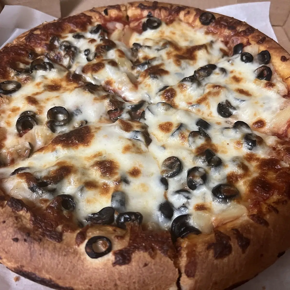 Black Olive and Pineapple Deep Dish Pizza