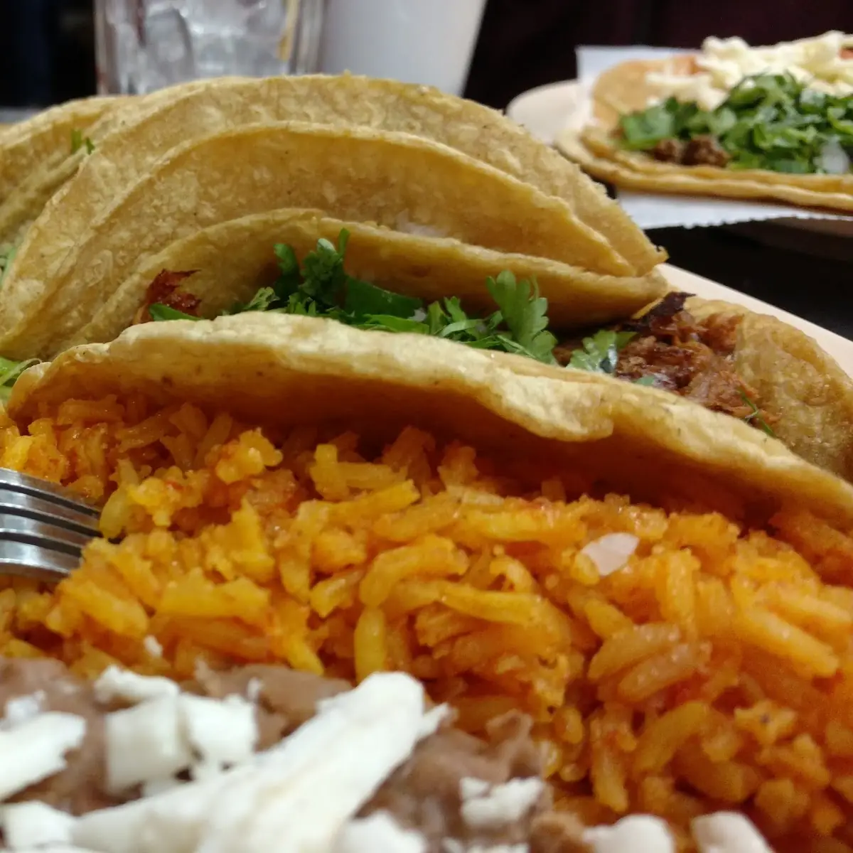 3 Tacos with Rice & Beans