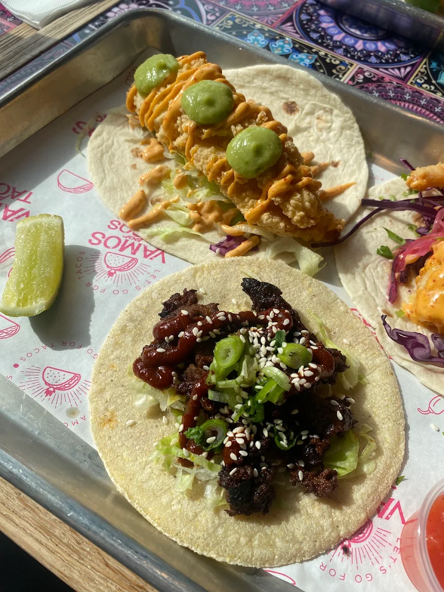 Fish Tacos on Left Shrimp Tacos on Right