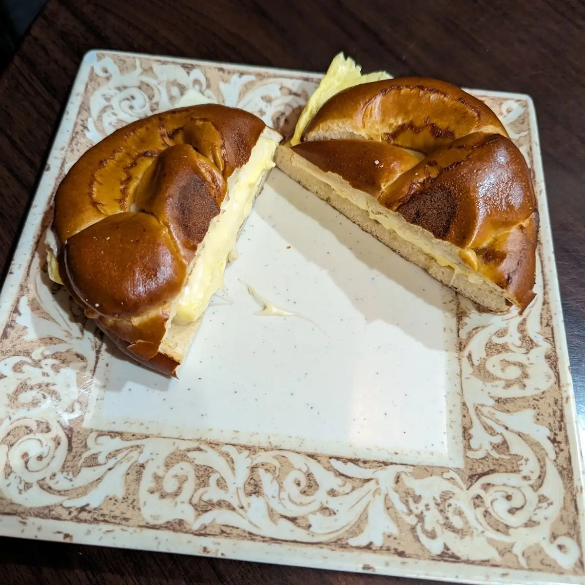 Egg & Cheese on a Pretzel Bun