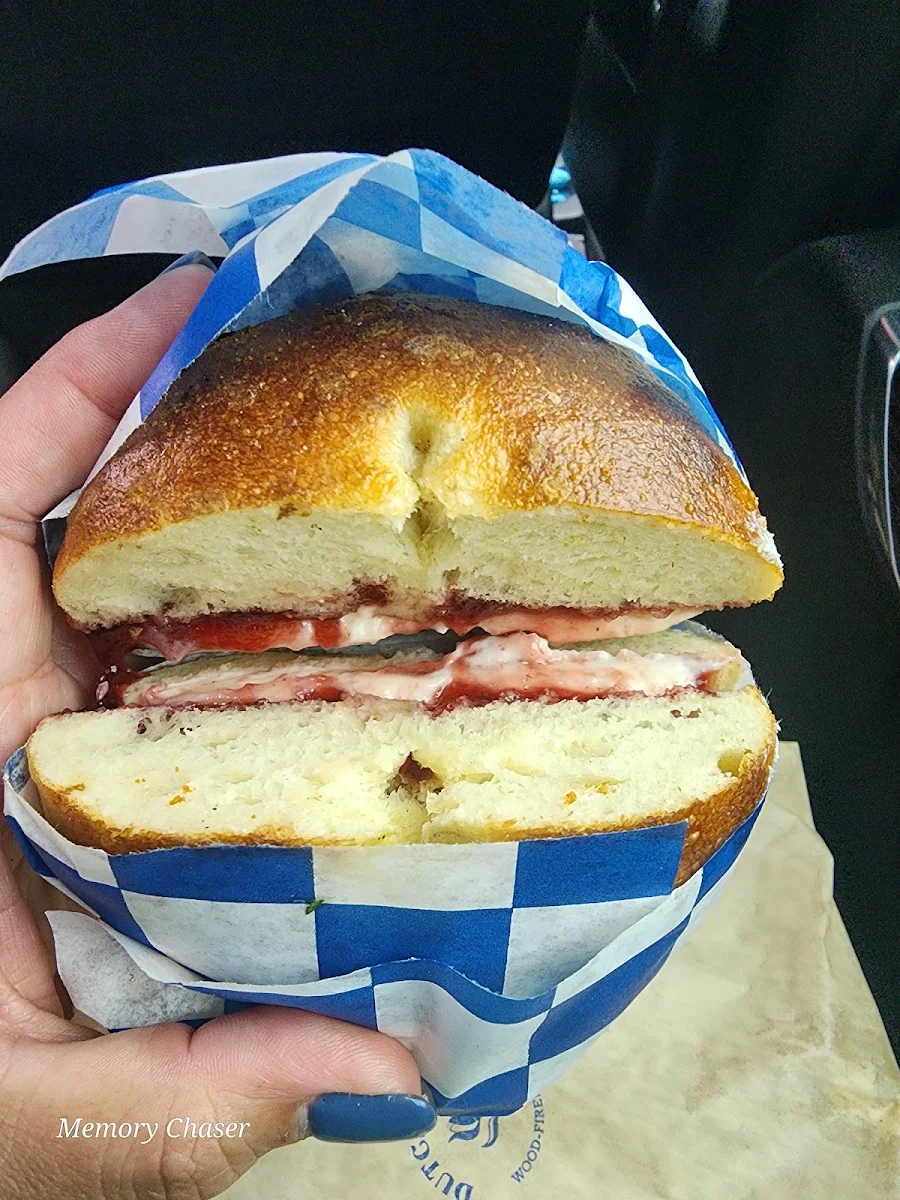 Plain Bagel with Cream Cheese and Jam