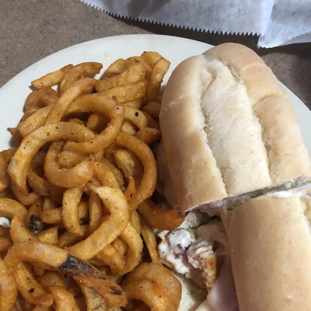 Chicken Bacon Ranch Sandwich with Curly Fries