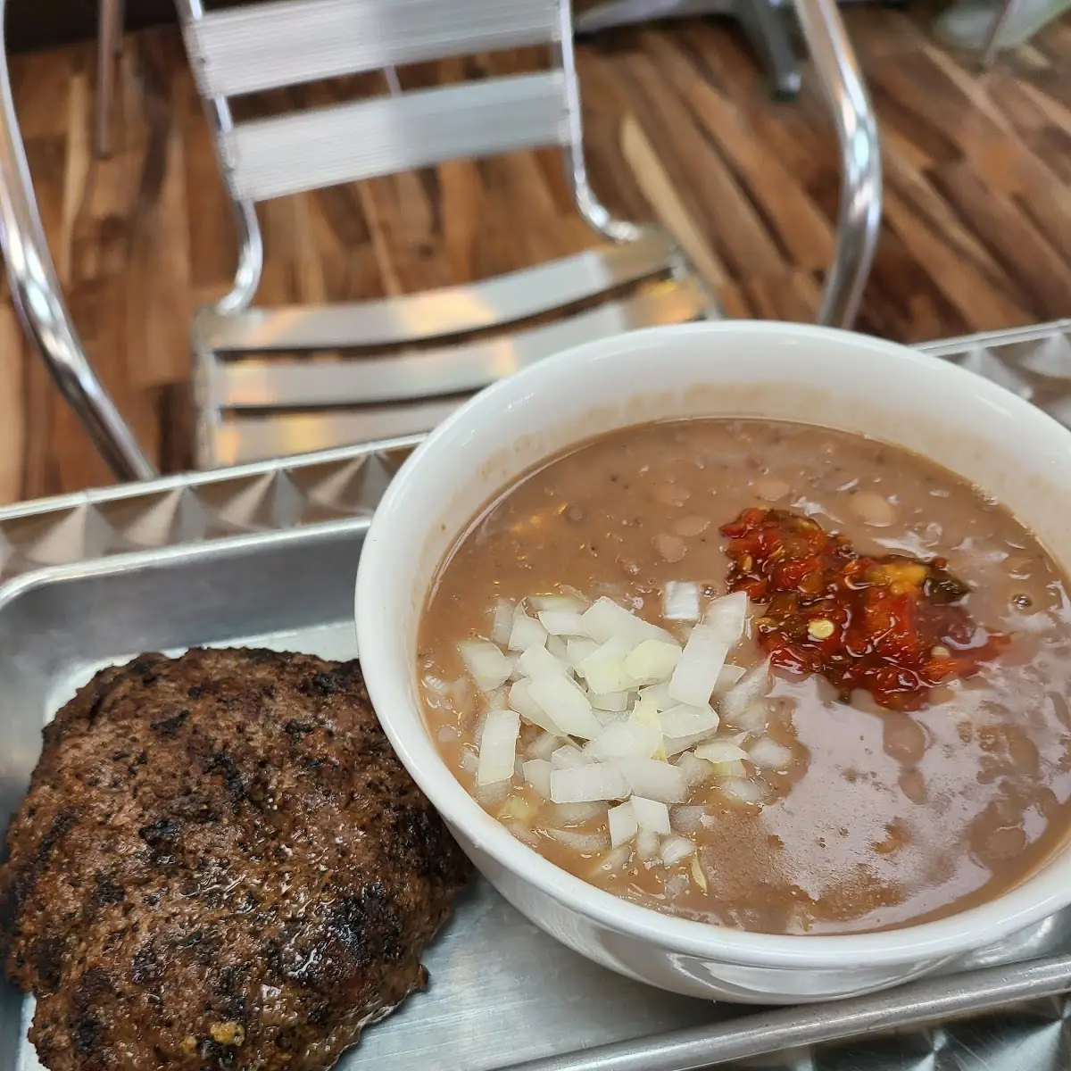 Soup Beans & Burger Patty