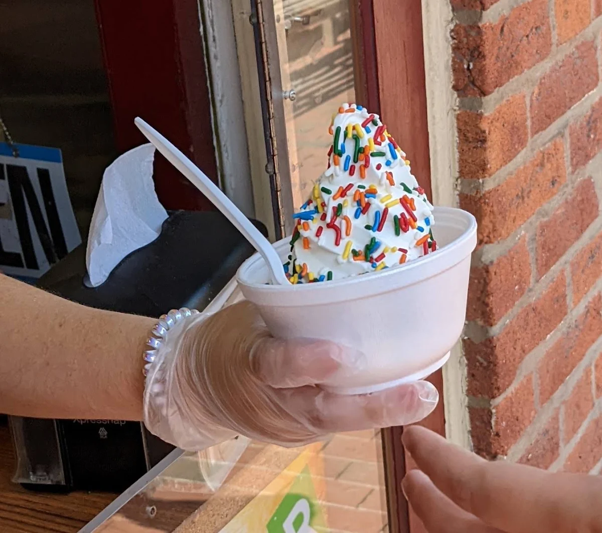 Vanilla Soft Serve with Rainbow Jimmies