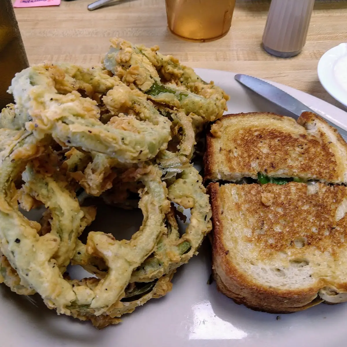 Patty Melt and Bell Pepper Rings
