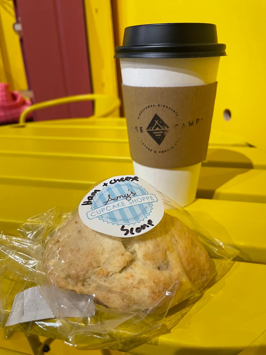 Hot Tea with Ham & Cheese Scone