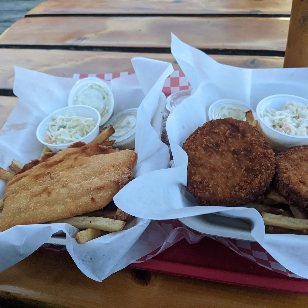 Crab Cakes and Fish and Chips