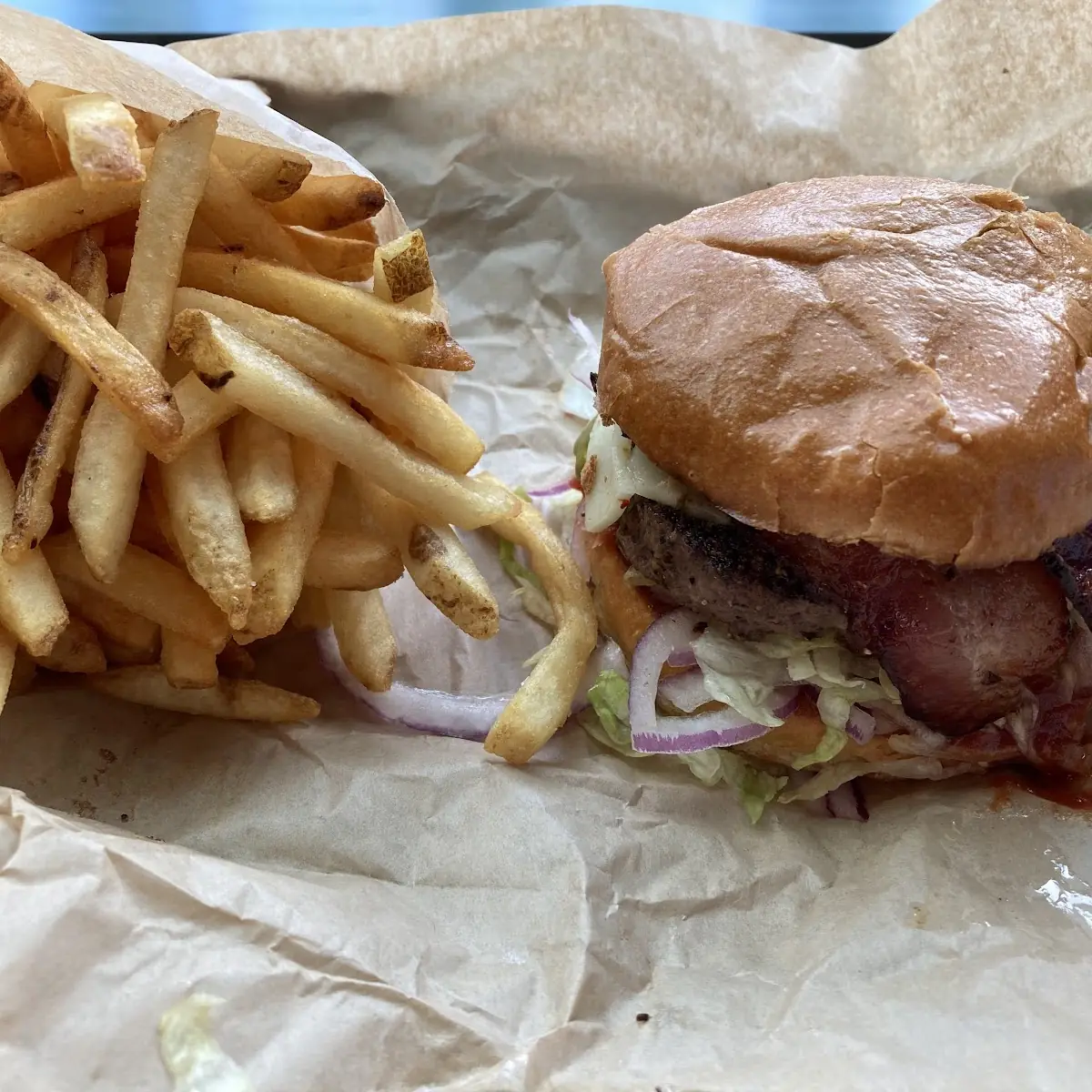 Bacon Cheese Burger with Fries