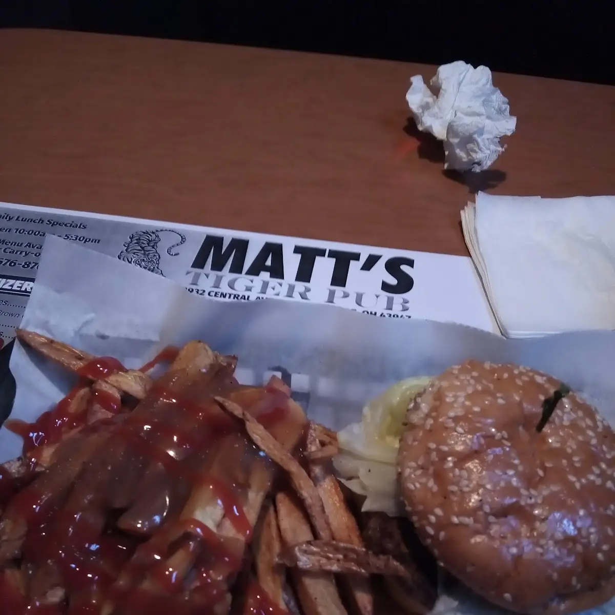Burger and Fries with Gravy