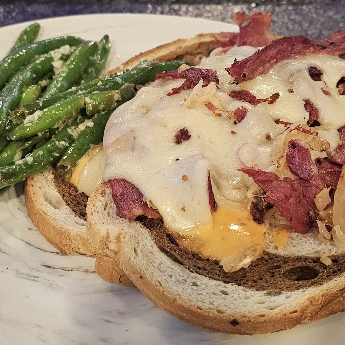 Open Faced Reuben Sandwich
