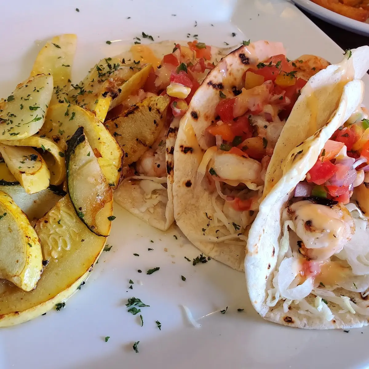 Shrimp Tacos and Grilled Squash