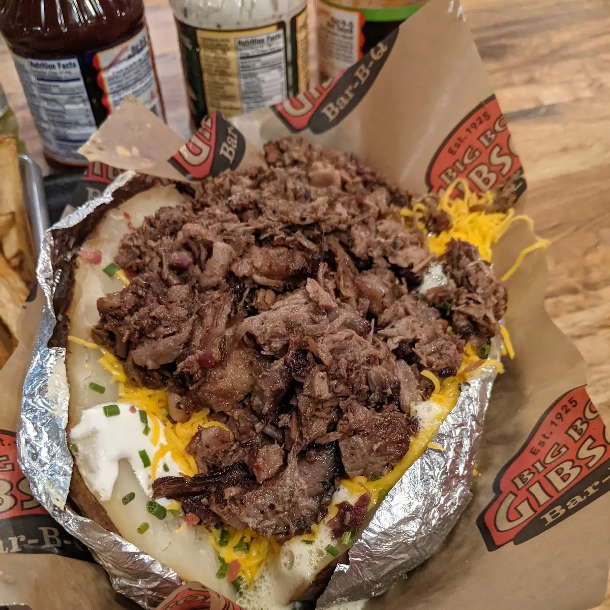 Loaded Baked Potato Stuffed with Brisket