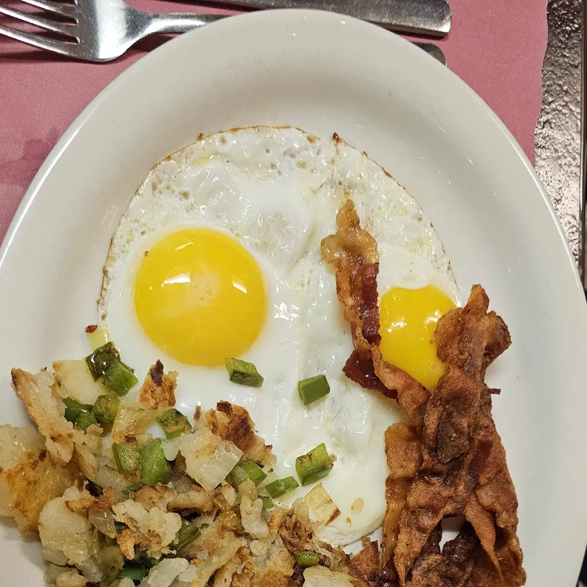 Eggs Bacon and Home Fries