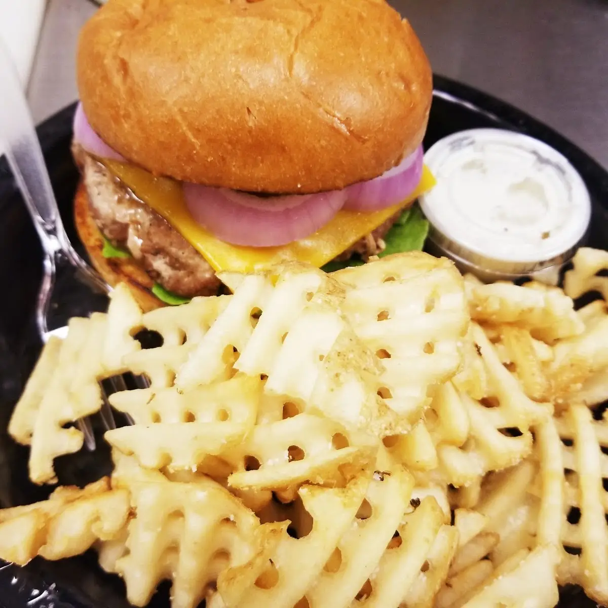 Turkey Burger with Waffle Fries