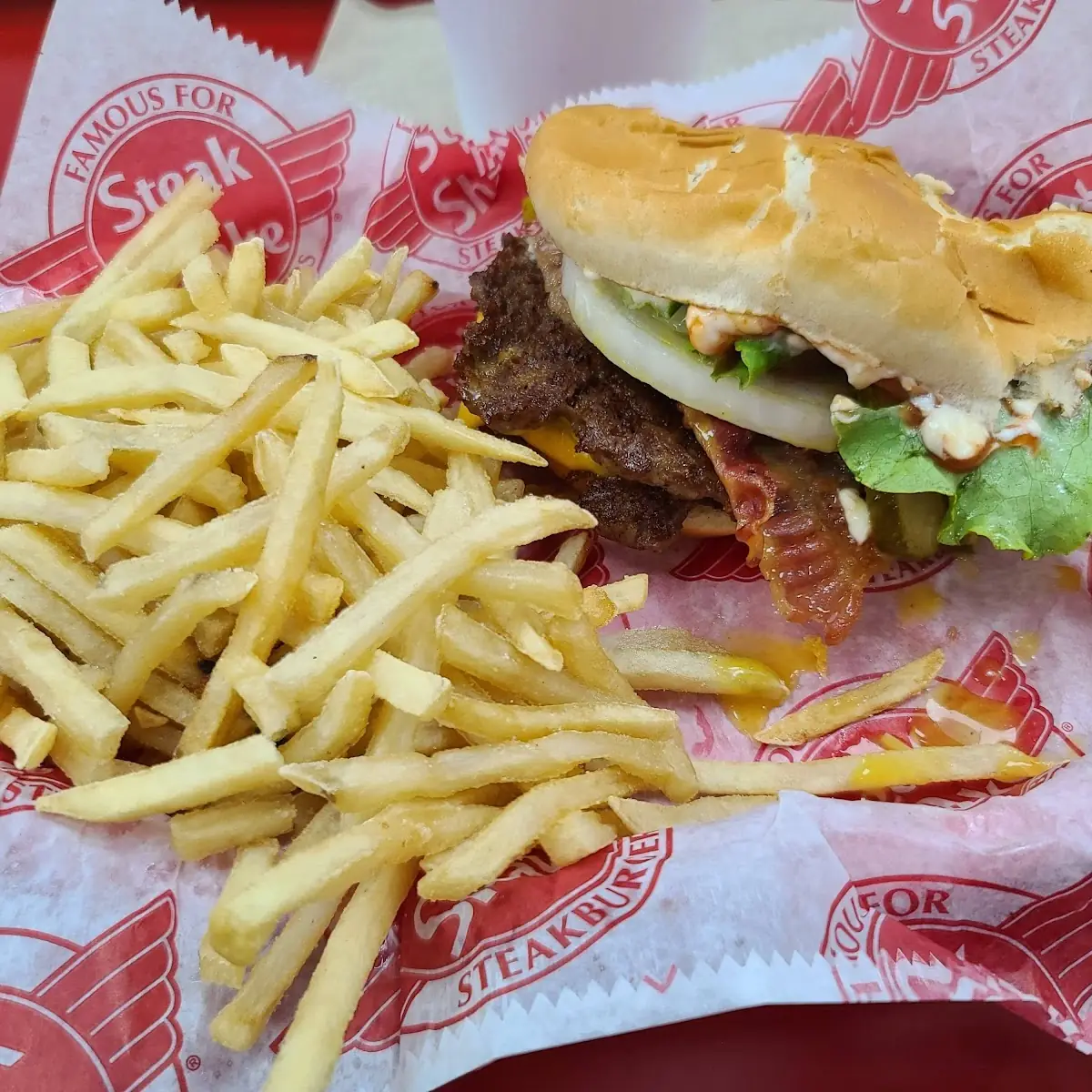 Double Bacon Cheeseburger and Fries