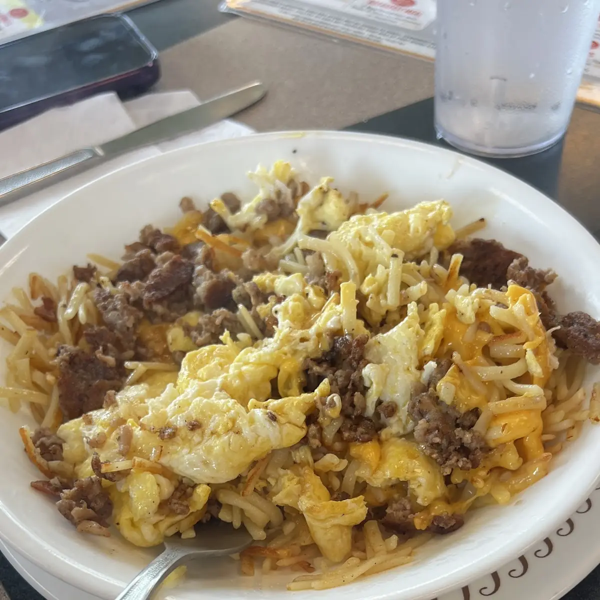 Triple Hashbrowns with Two Toppings & Beverage