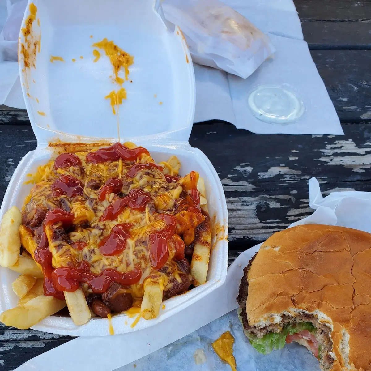 Chili Cheese Fries & Cheeseburger