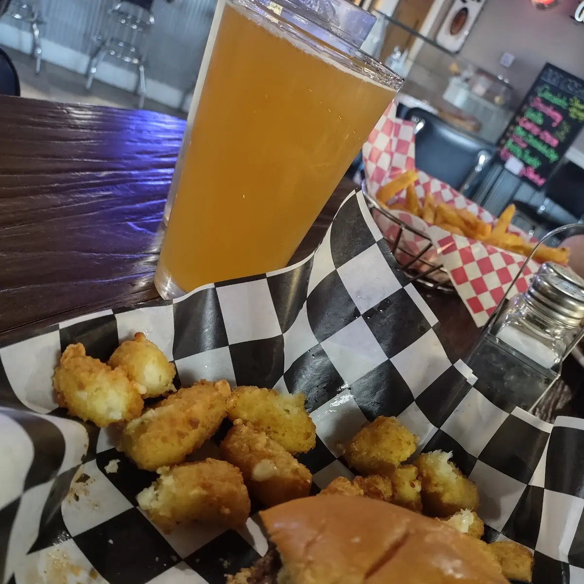 Blues Burger with Spicy Cheese Balls