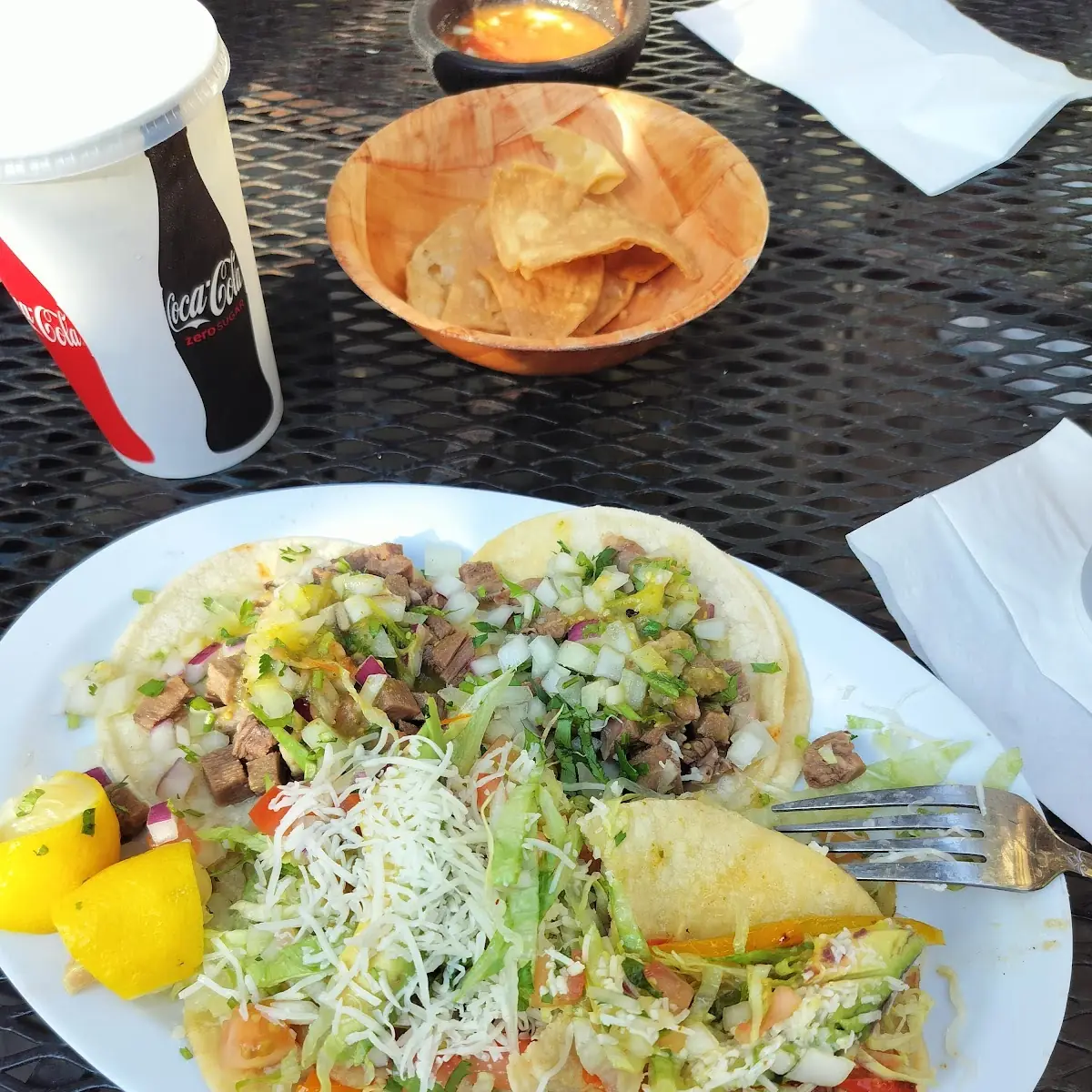2 Shrimp Tacos Rice & Beans