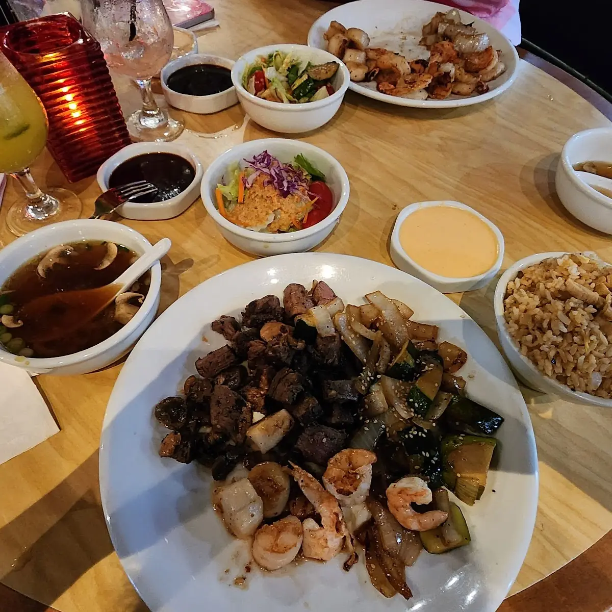 Shrimp Scallops Potatoes & Brown Rice
