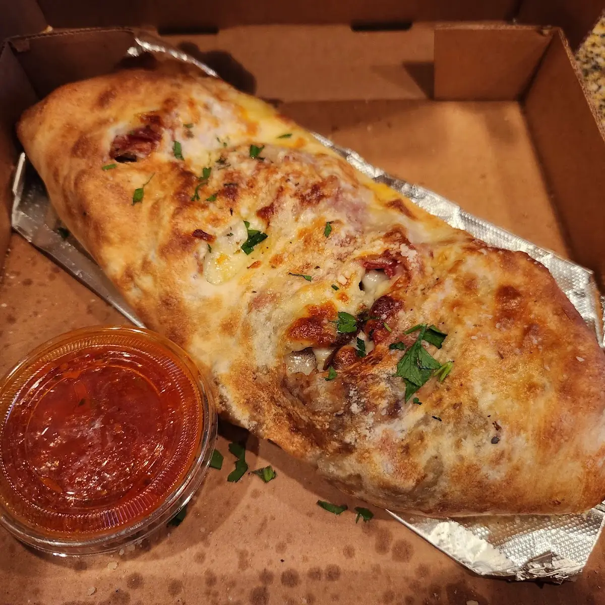 Baked Calzone with Dipping Sauce