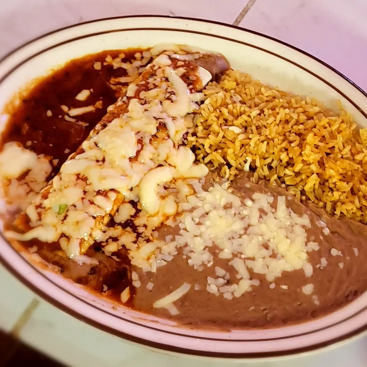 Bean Burrito with Refried Beans and Rice