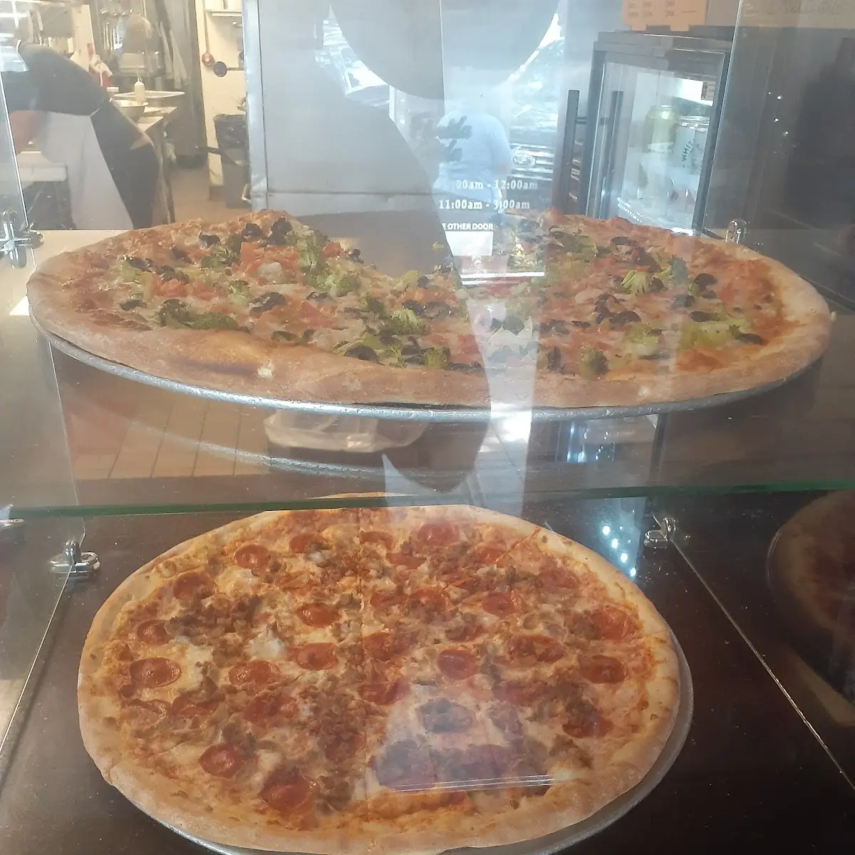 Meat Lovers and Veggie Pizza