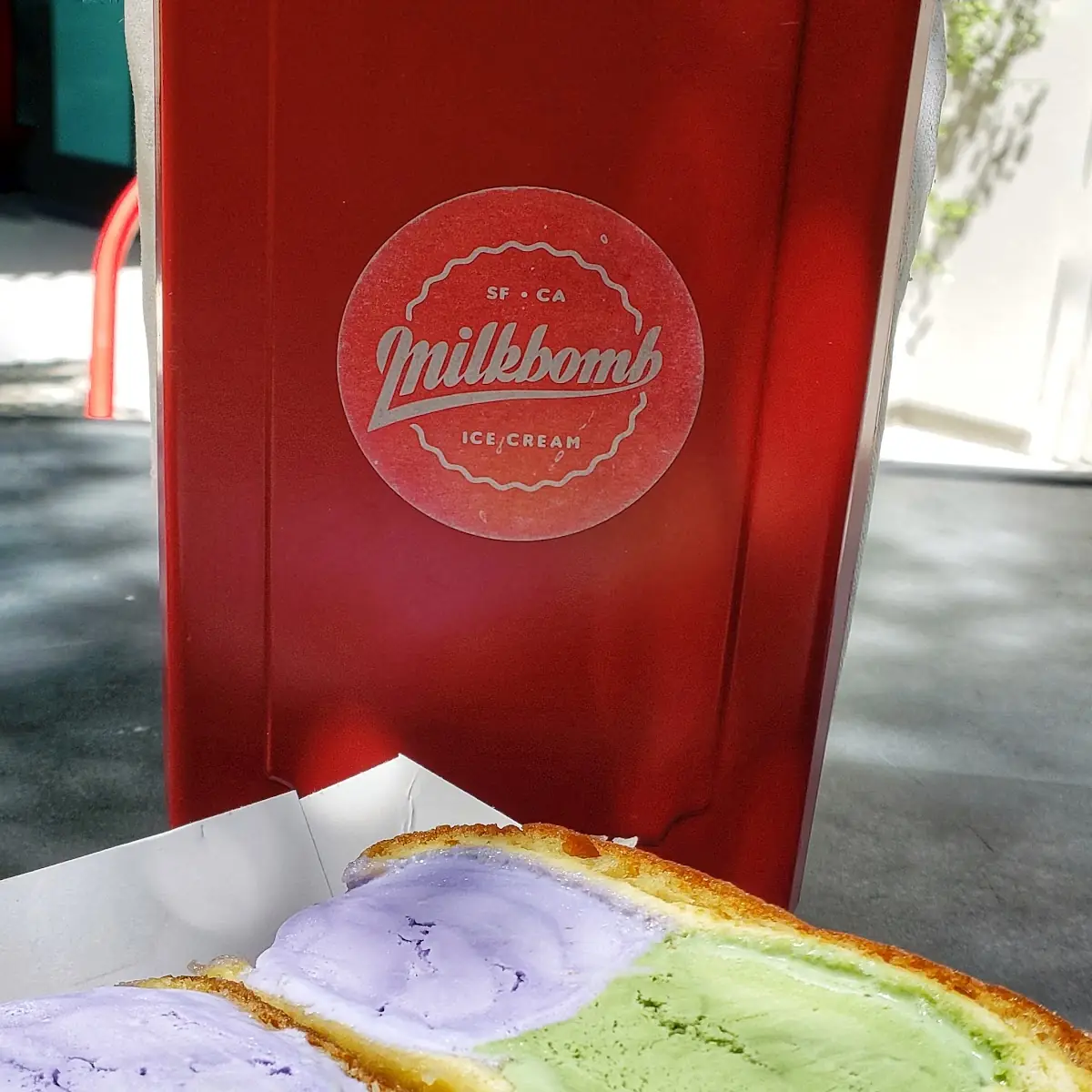Glazed Donut with Green Tea Ube Ice Cream