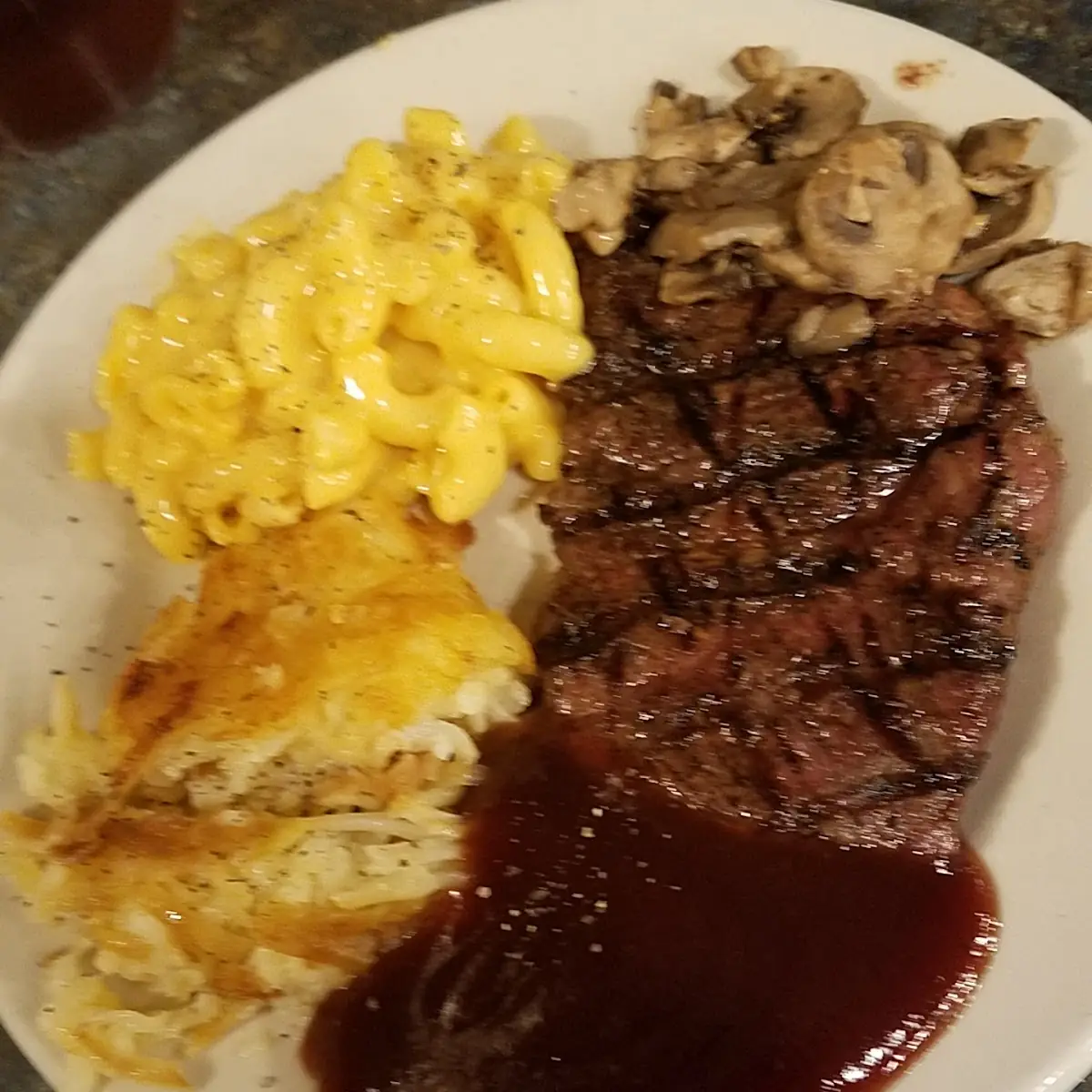 Steak Hashbrowns Mac N Cheese