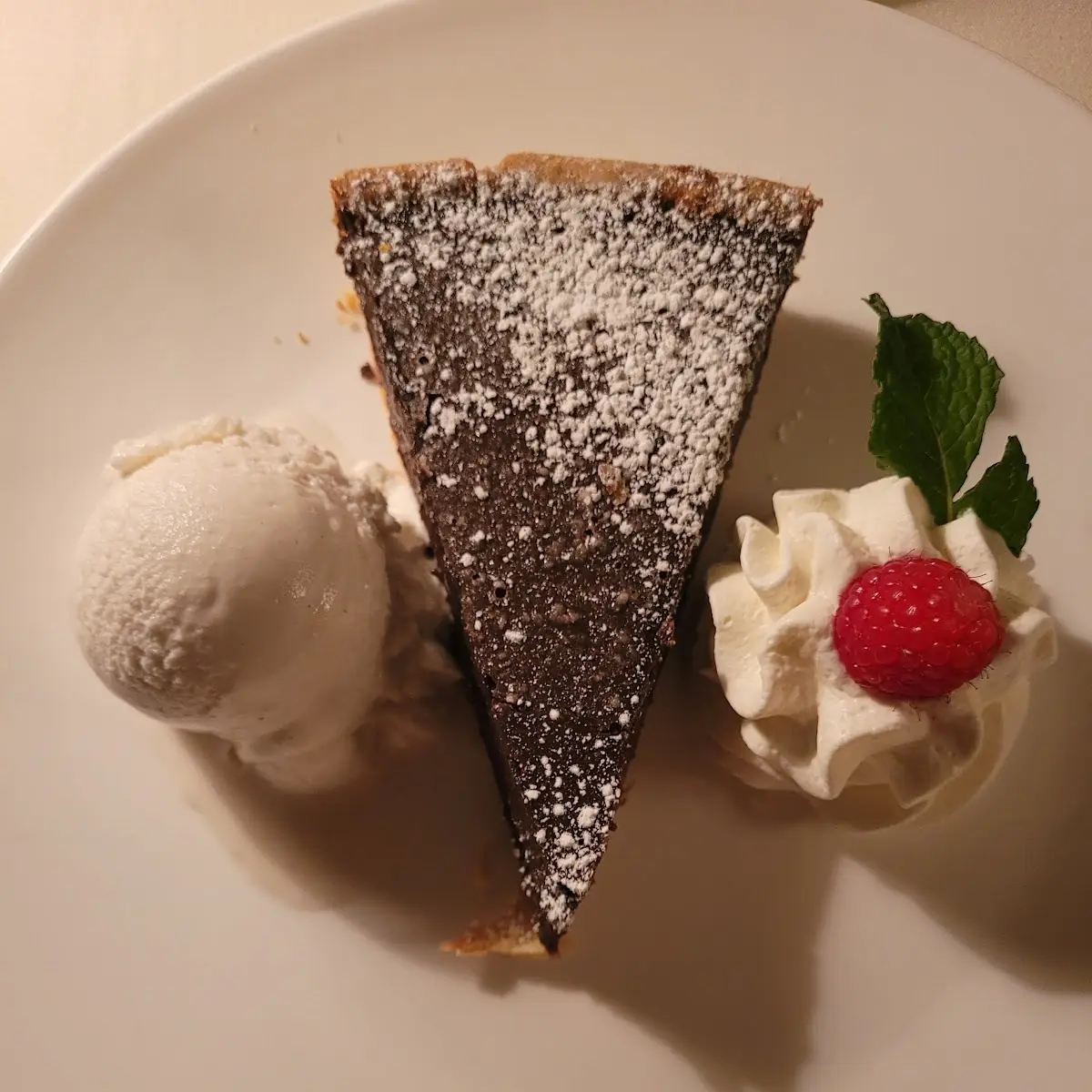 Dark Chocolate Tart with Vanilla Ice Cream