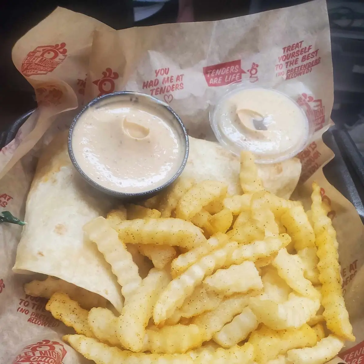 Buffalo Chicken Wrap and Fries
