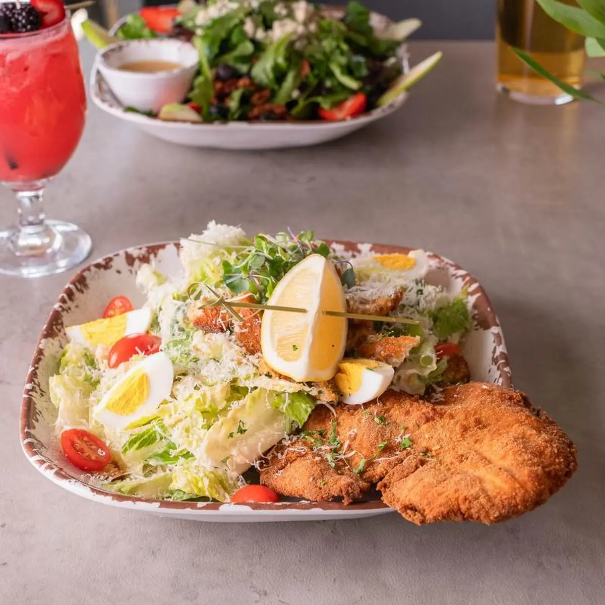 Chicken Schnitzel Caesar Salad