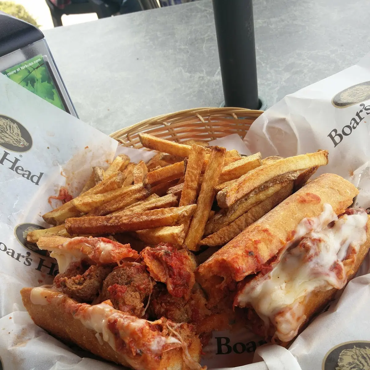 Meatball Parmesan Sub with Fries