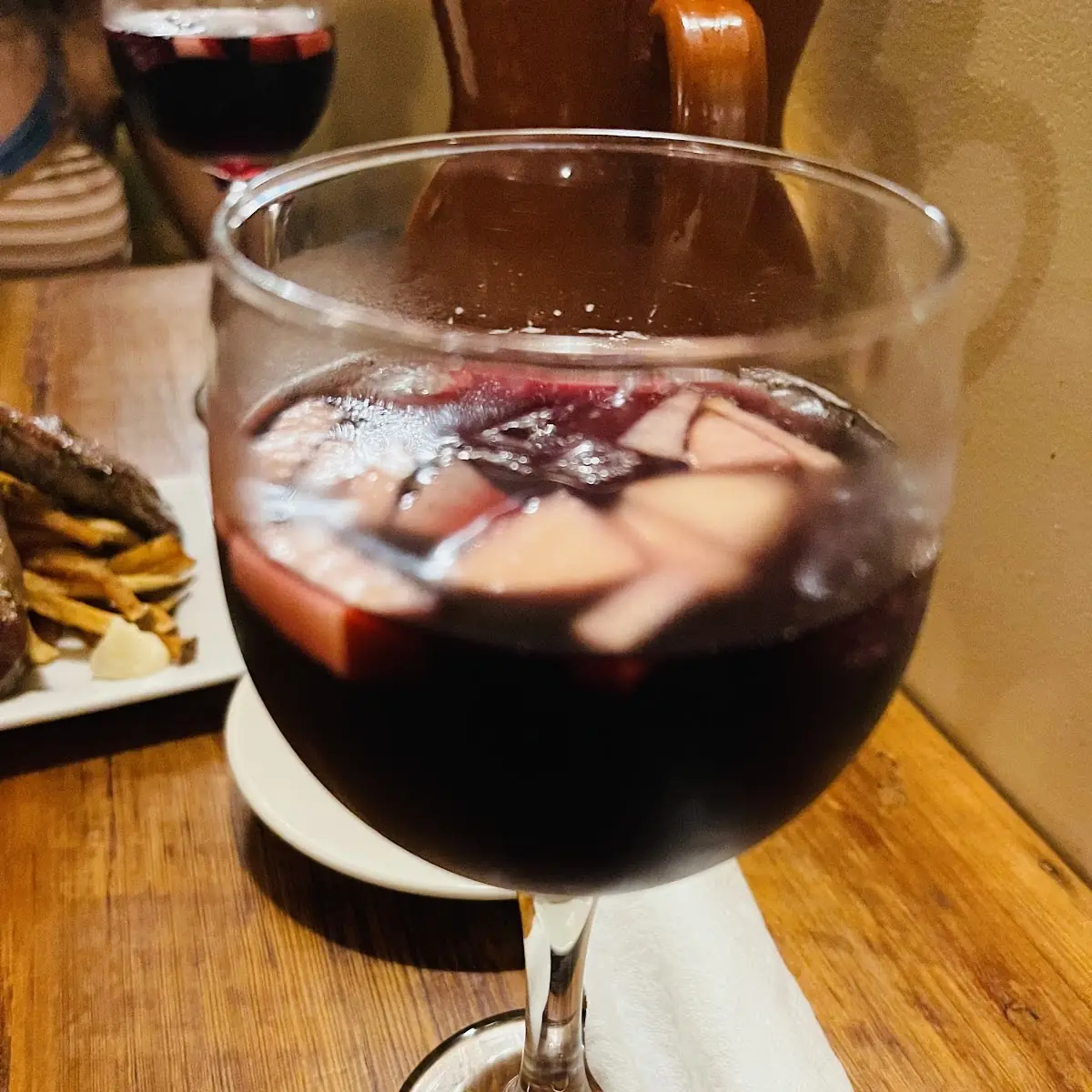 Red Wine Sangria with Fruit and Ice