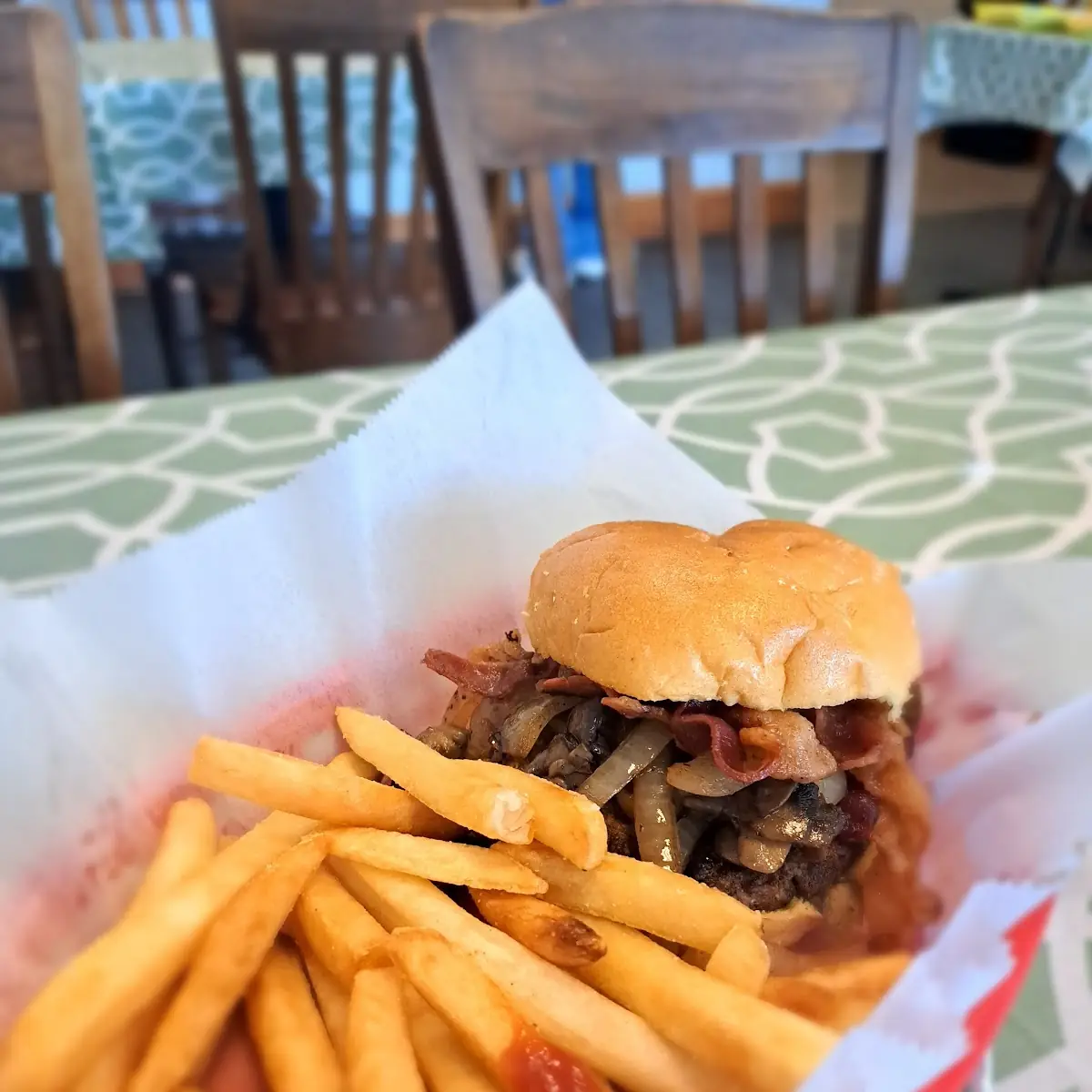 Bacon Cheese Burger with Fries