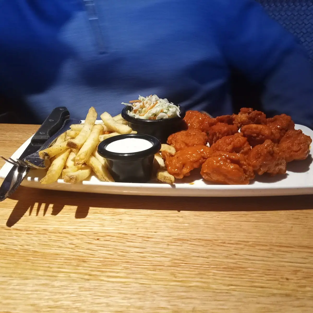 Boneless Chicken Wings and Fries