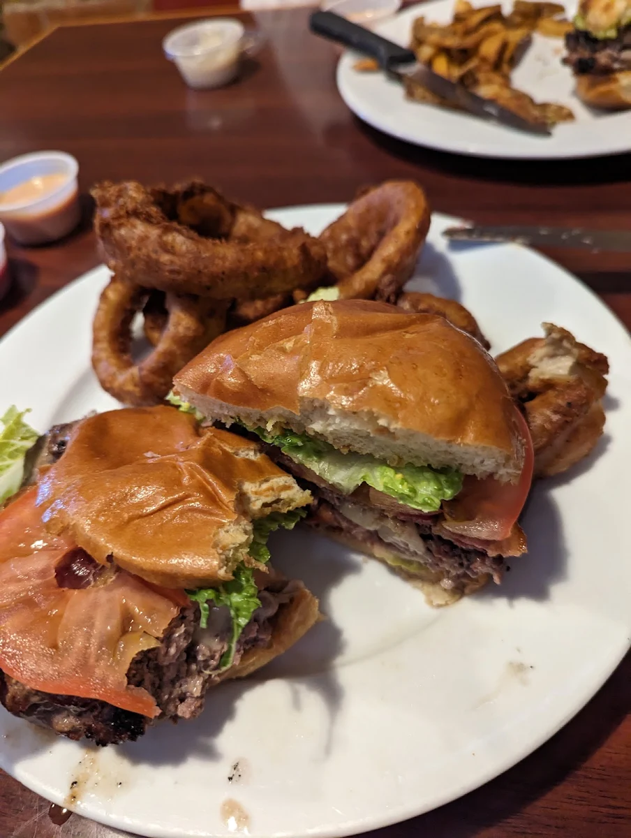 Avracado Burger with Onion Rings