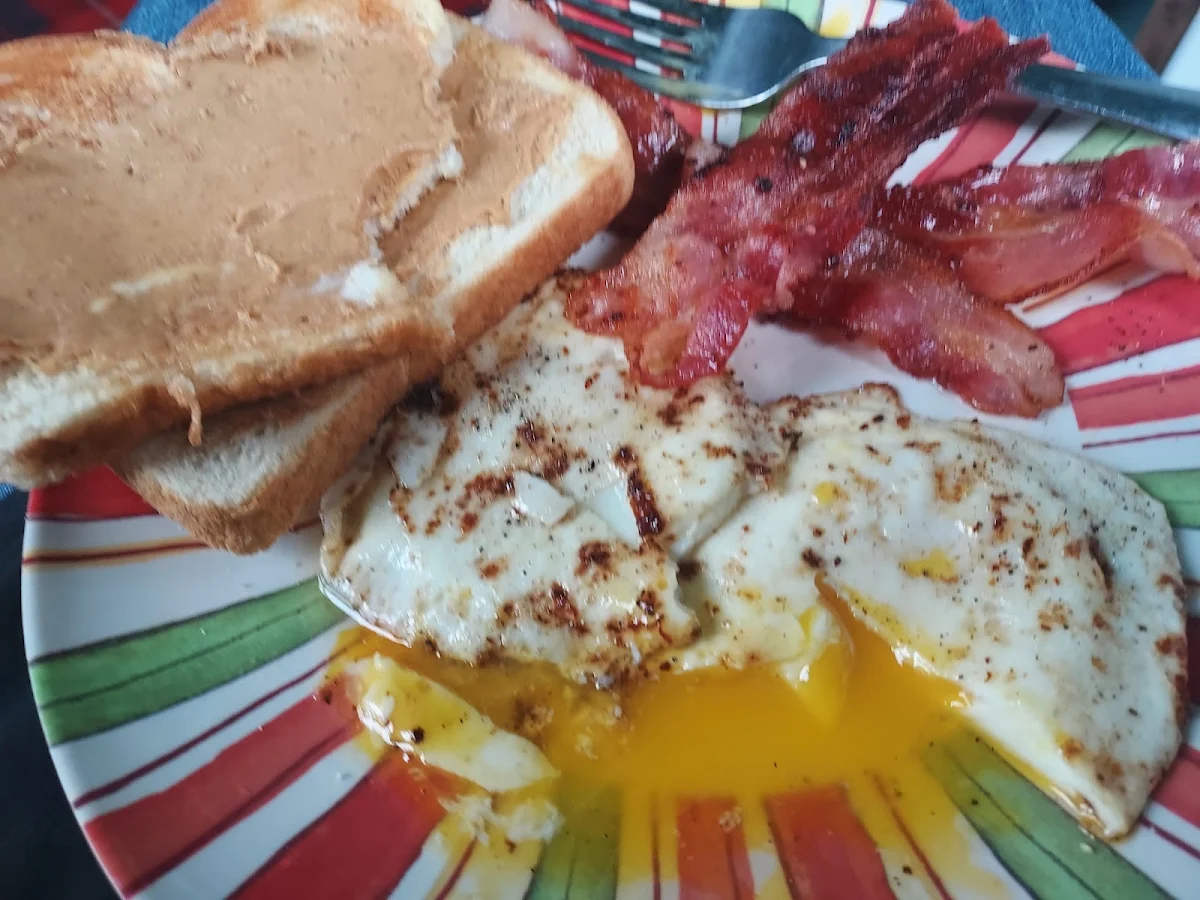 Bacon and Eggs with Peanut Butter Toast