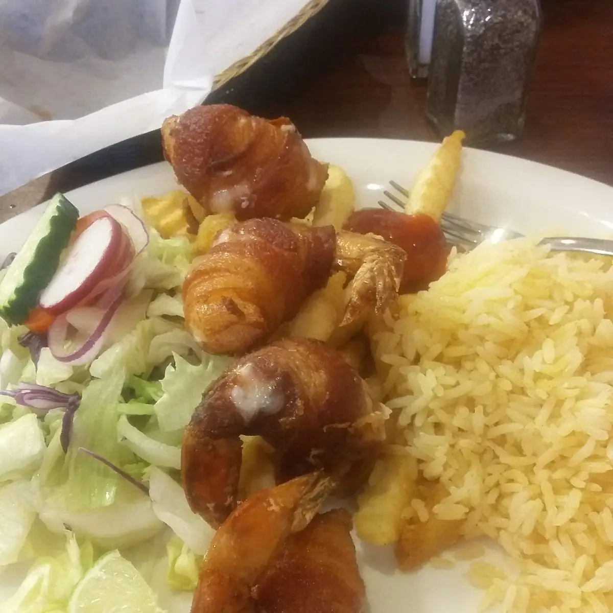 Bacon Wrapped Fried Shrimp