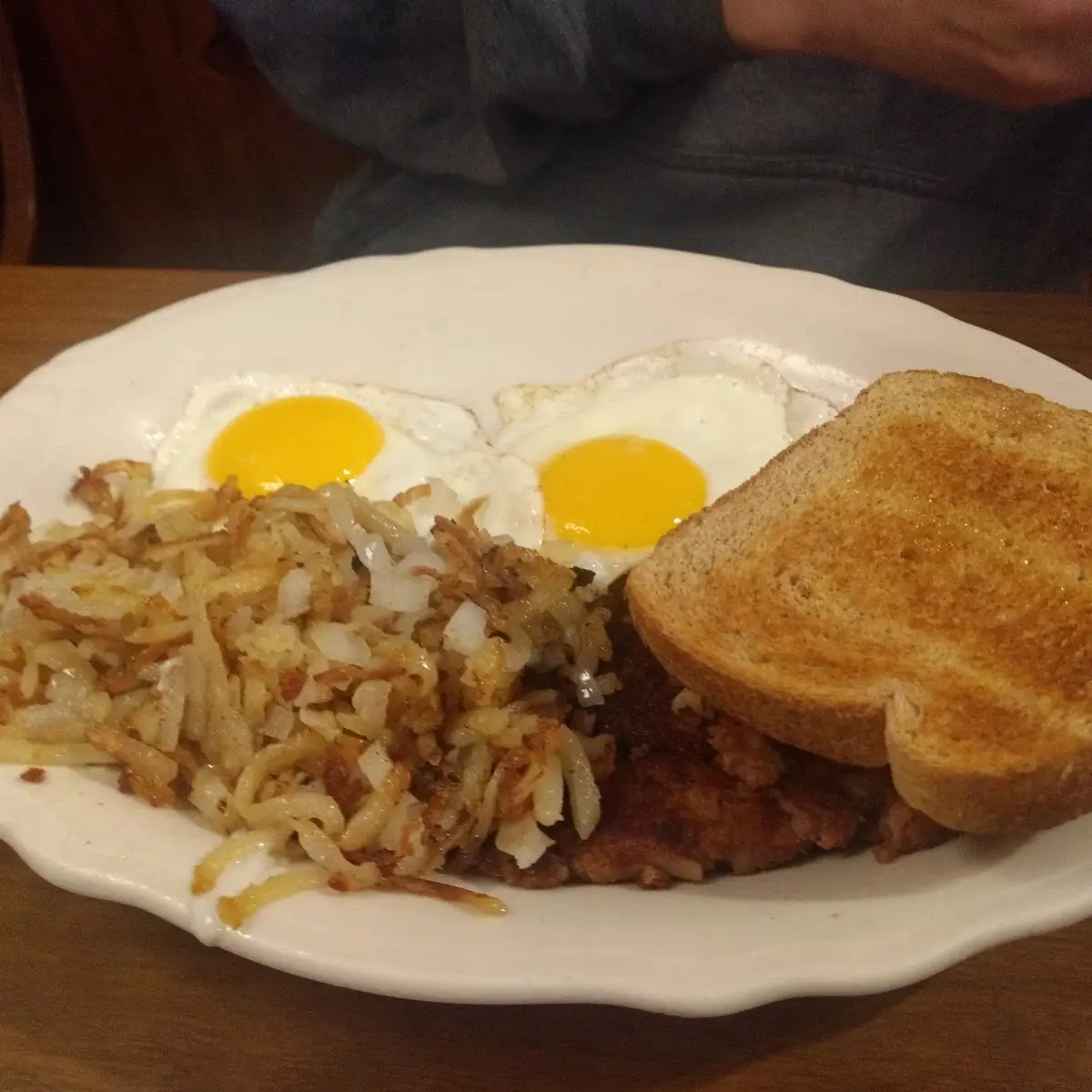 Over Easy Eggs and Corned Beef Hash