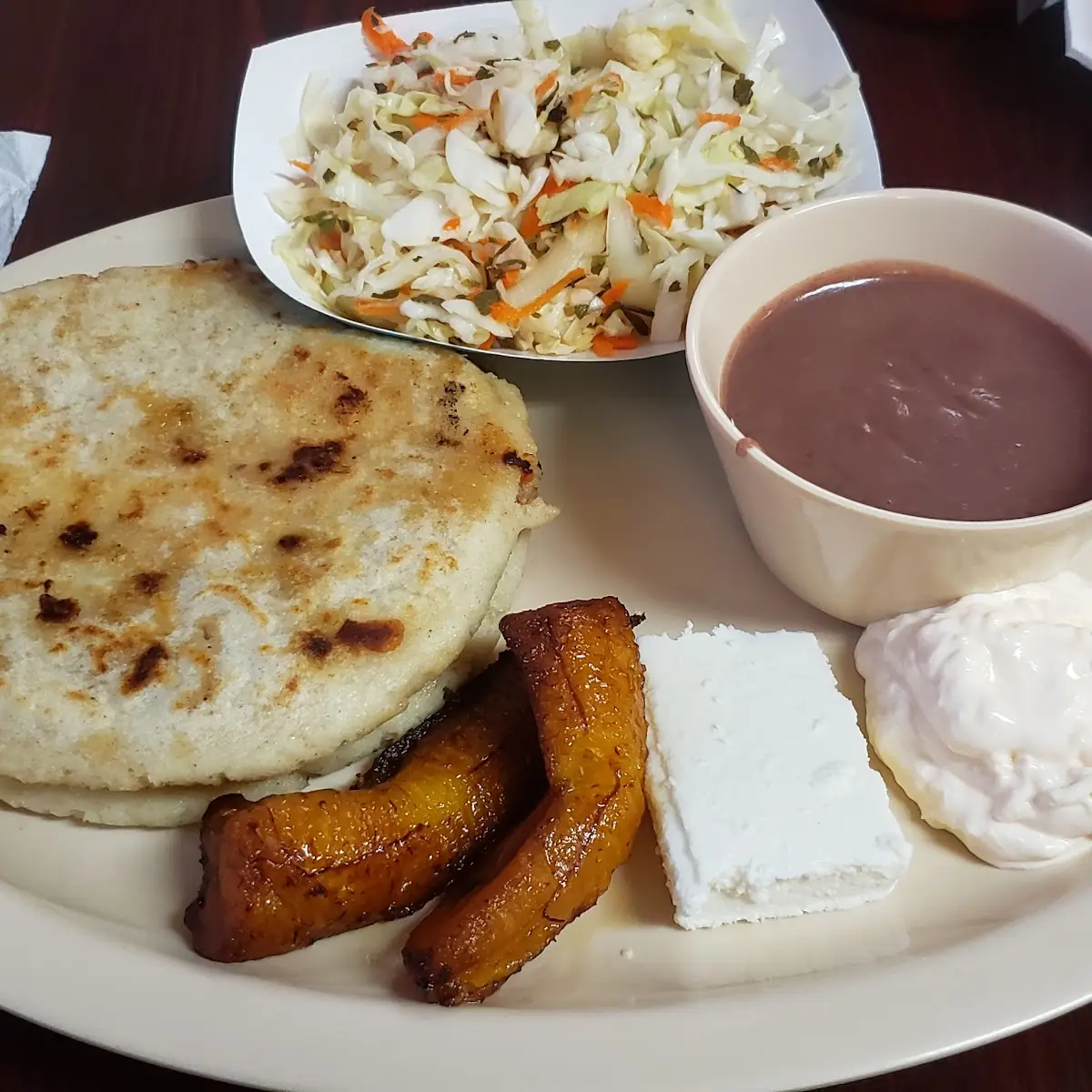Pupusas Fried Plantains and Beans