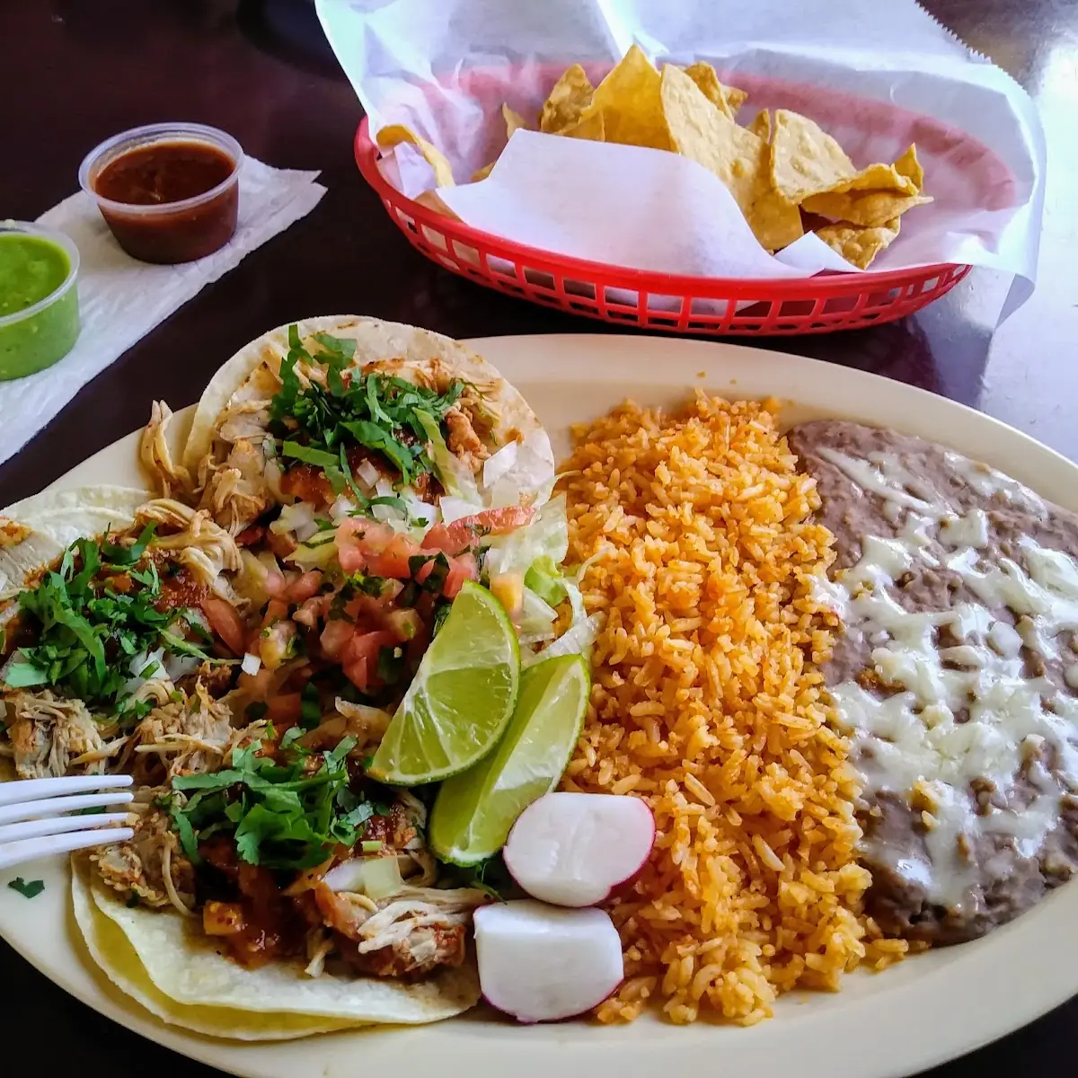Chicken Tacos with Rice and Beans