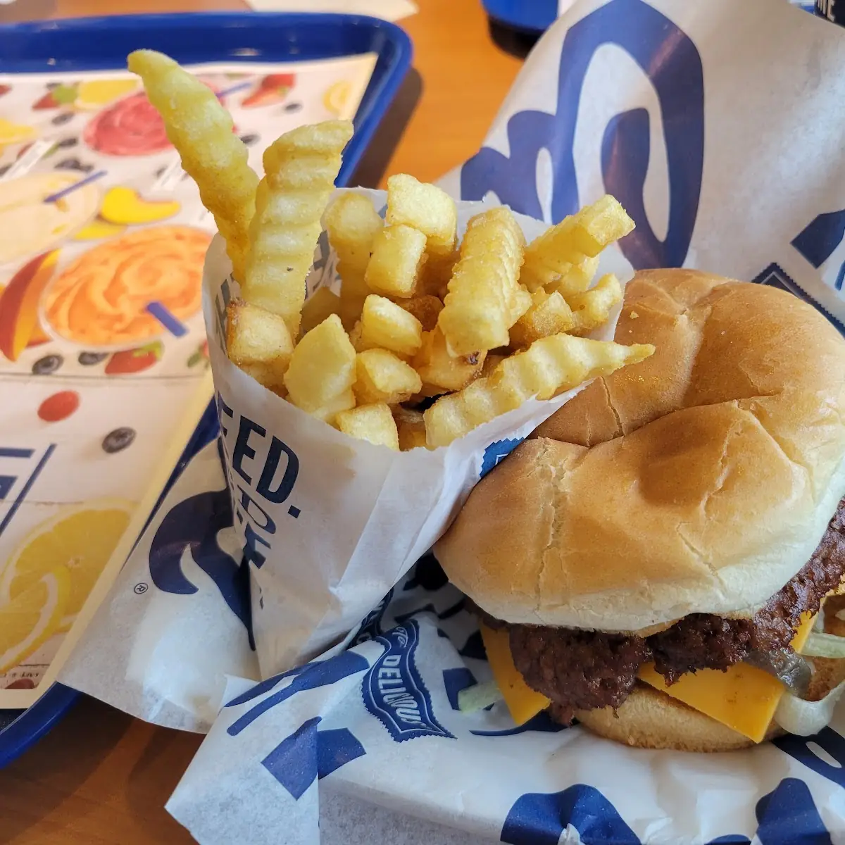 Deluxe Double Cheeseburger with Fries and a Drink
