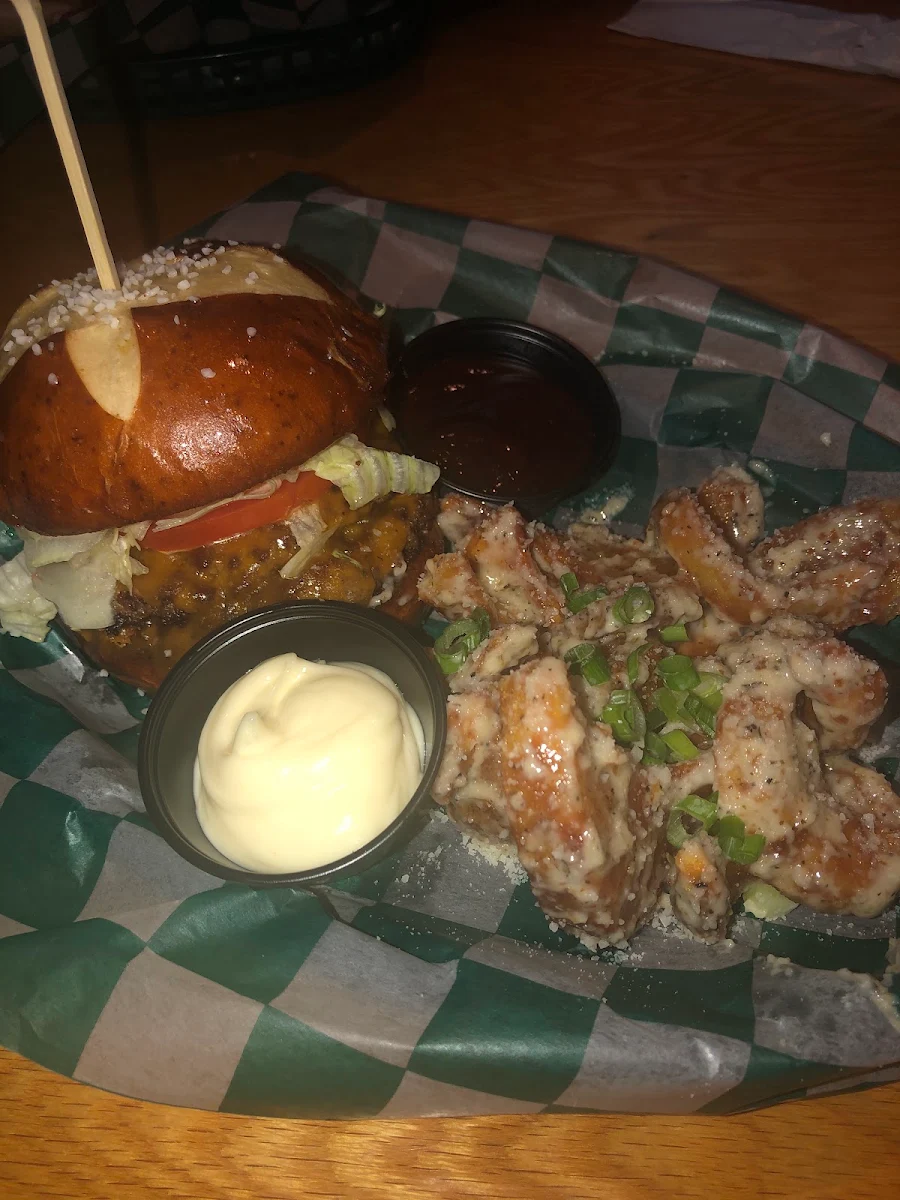Cheddar Cheese Burger on a Pretzel Bun