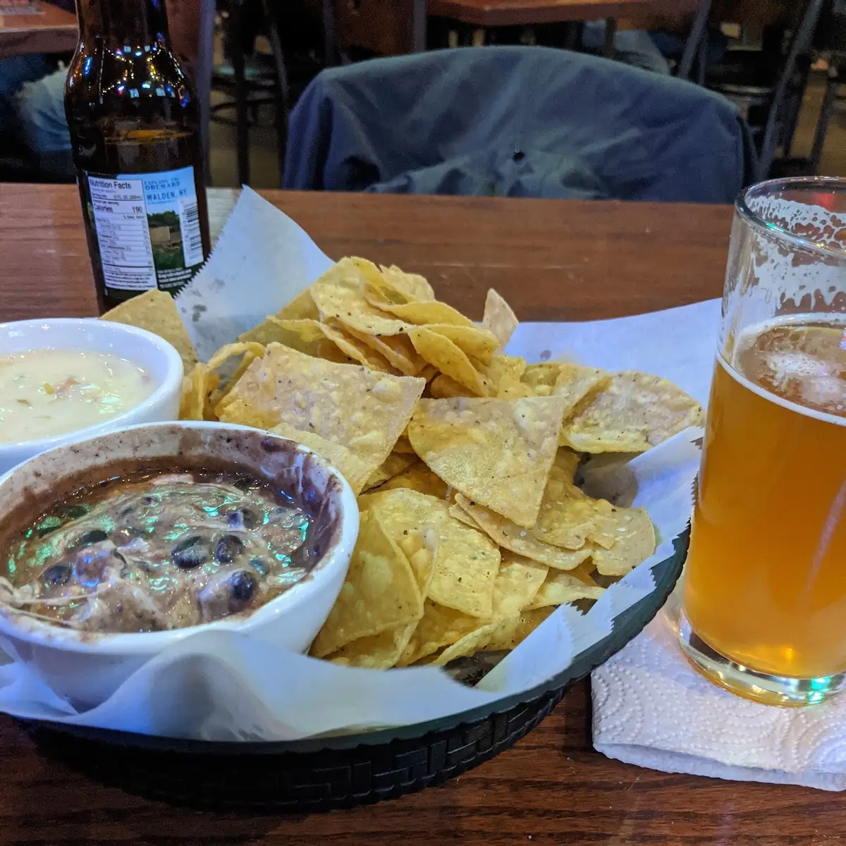 Chips and Dip Queso and Black Beans