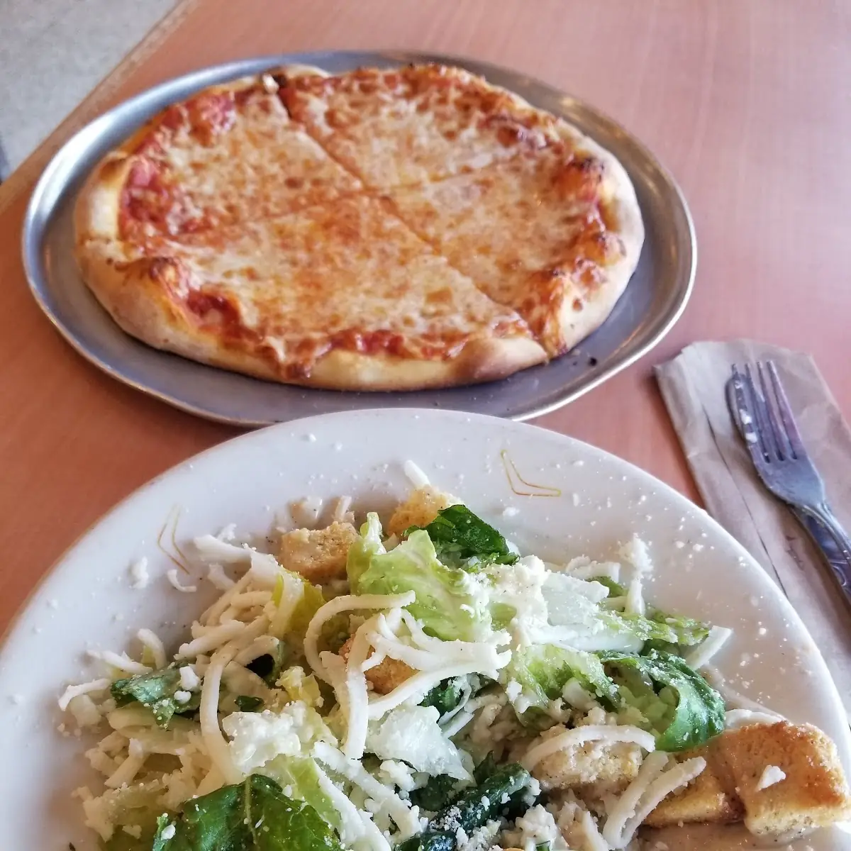 Cheese Pizza and Cesar Salad