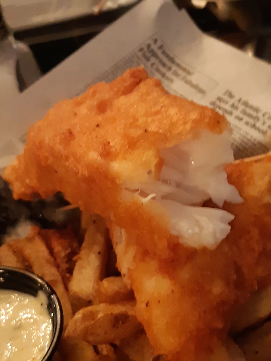 Halibut Fish and Chips, The Flealess Hound Pub