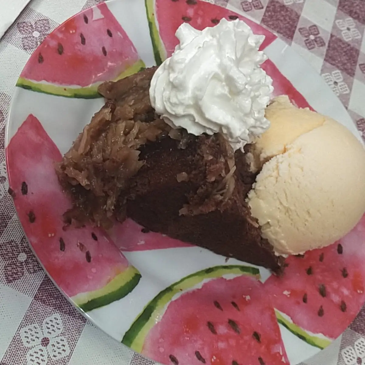 German Chocolate Cake with Ice Cream