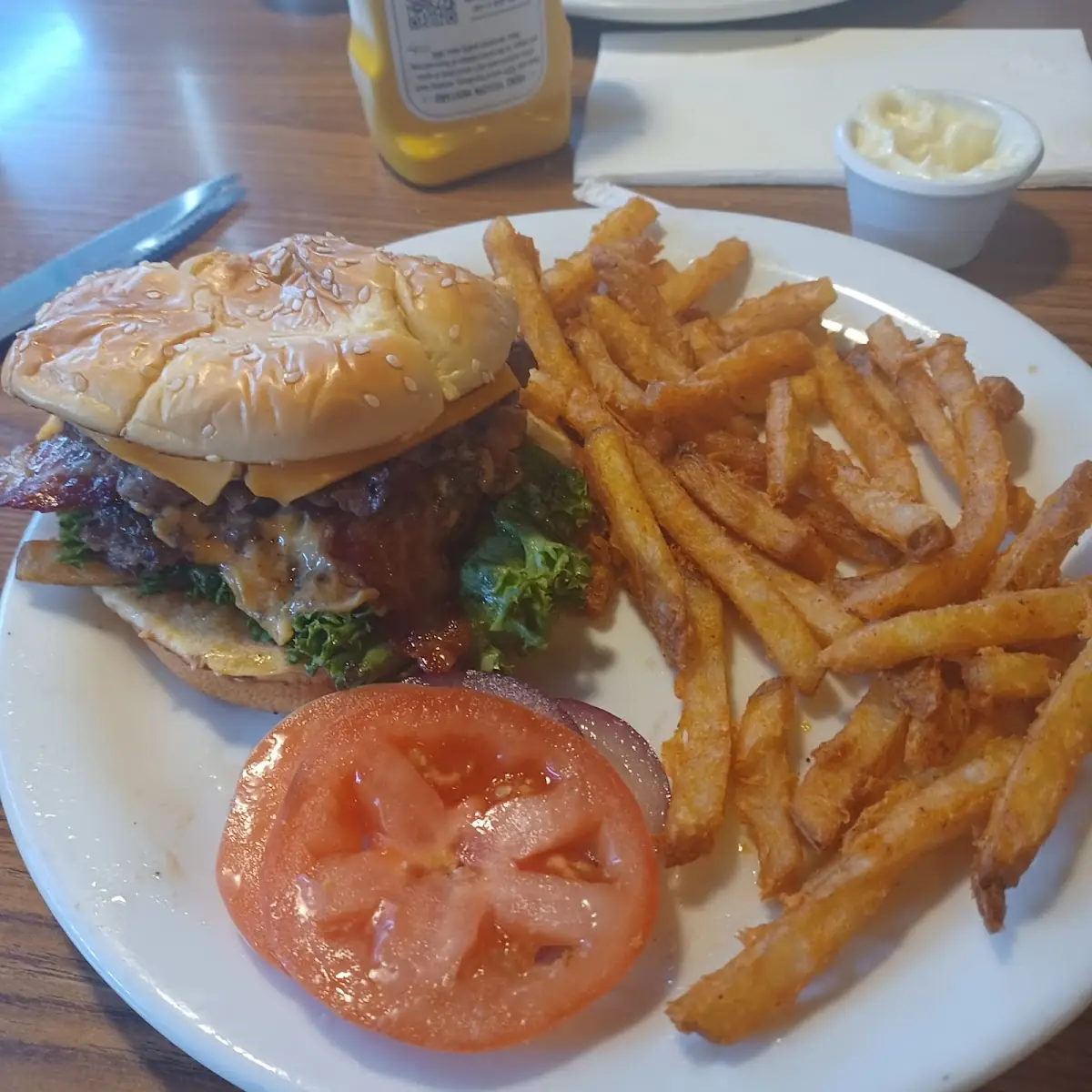 Bacon Cheese Burger and Fries